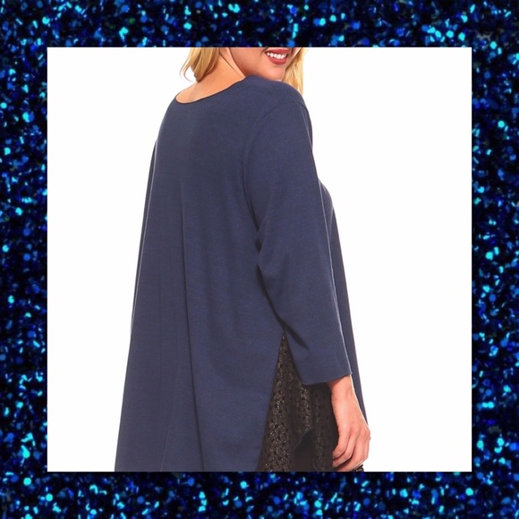 JUST IN🆕🅿️ Navy Lace Insert Handkerchief Tunic - Picture 4 of 5